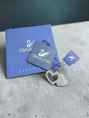 SWAROVSKI Crystal Double Heart Pin NEW NWOB